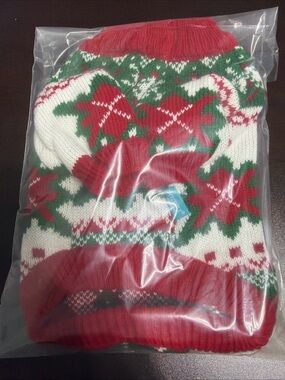Festive Red & Green Holiday Knit Dog Sweater